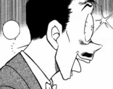 Biểu cảm kỳ lạ đặc trưng của Kogoro khi Conan sử dụng Đồng hồ bắn kim gây mê